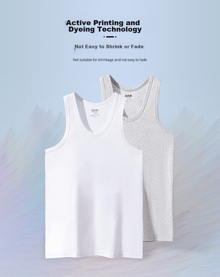 Yiershuang [3-Pack] Men's Cotton Vest Sports Fitness Sweat-Absorbing Breathable 100% Cotton Tank Top Plus Size Undershirt 8