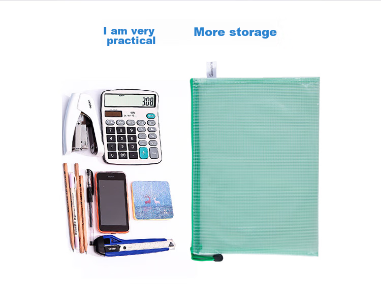 GuangBo 12-Pack A4 Waterproof Mesh Zipper Document Bags / Colorful File Folders, Random Single Color A6112 2