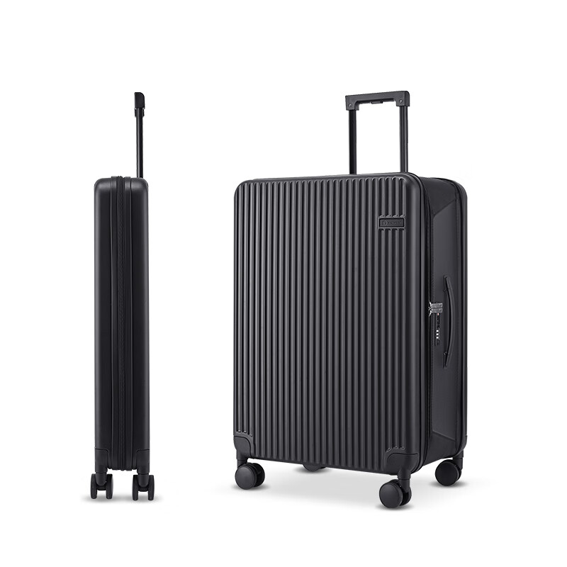 CONWOOD Foldable Travel Suitcase, Spinner Wheels Luggage, TSA Approved Trolley Case, Space-Saving PC243 Cool Black, 26 Inches