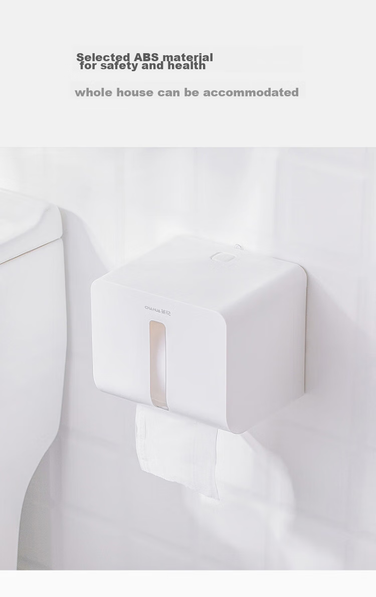 CHAHUA Tissue Box, Bathroom Paper Towel Holder, Toilet Organizer without Drilling, White, 1 Piece 3