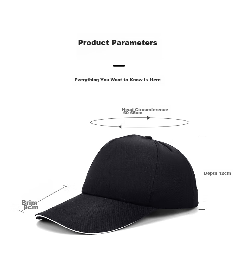 SHOUDUN Lightweight Work Cap, Factory Workshop Visor Cap Breathable Baseball Safety Hat, Navy Blue Fashion Style - Jingcang, 58-62cm Brim Circumference 12