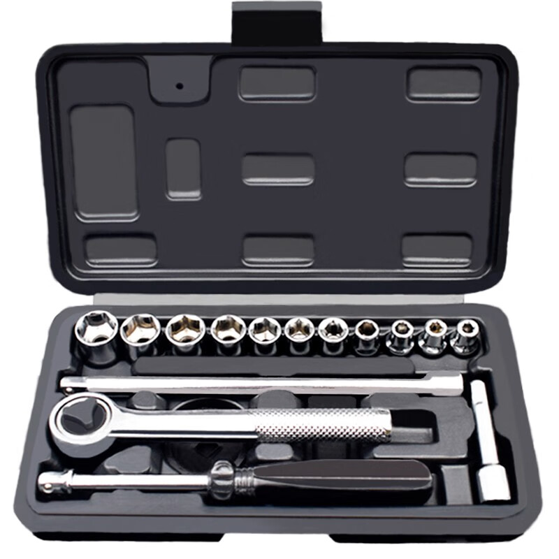 Leta Socket Wrench Set, 17 Pieces, 6.3mm Series, Extended Ratchet Hex Adapter Rod, Auto Repair LT-AM711