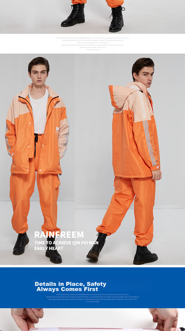 Qinfeimanyuyi Rain Pants Set for Adults, Men And Women, Full-Body Waterproof Jacket, Food Delivery Rider Electric Bike Poncho, Deep Navy Blue 3XL Soft Skin-Friendly Water-Repellent Macaron Color 12