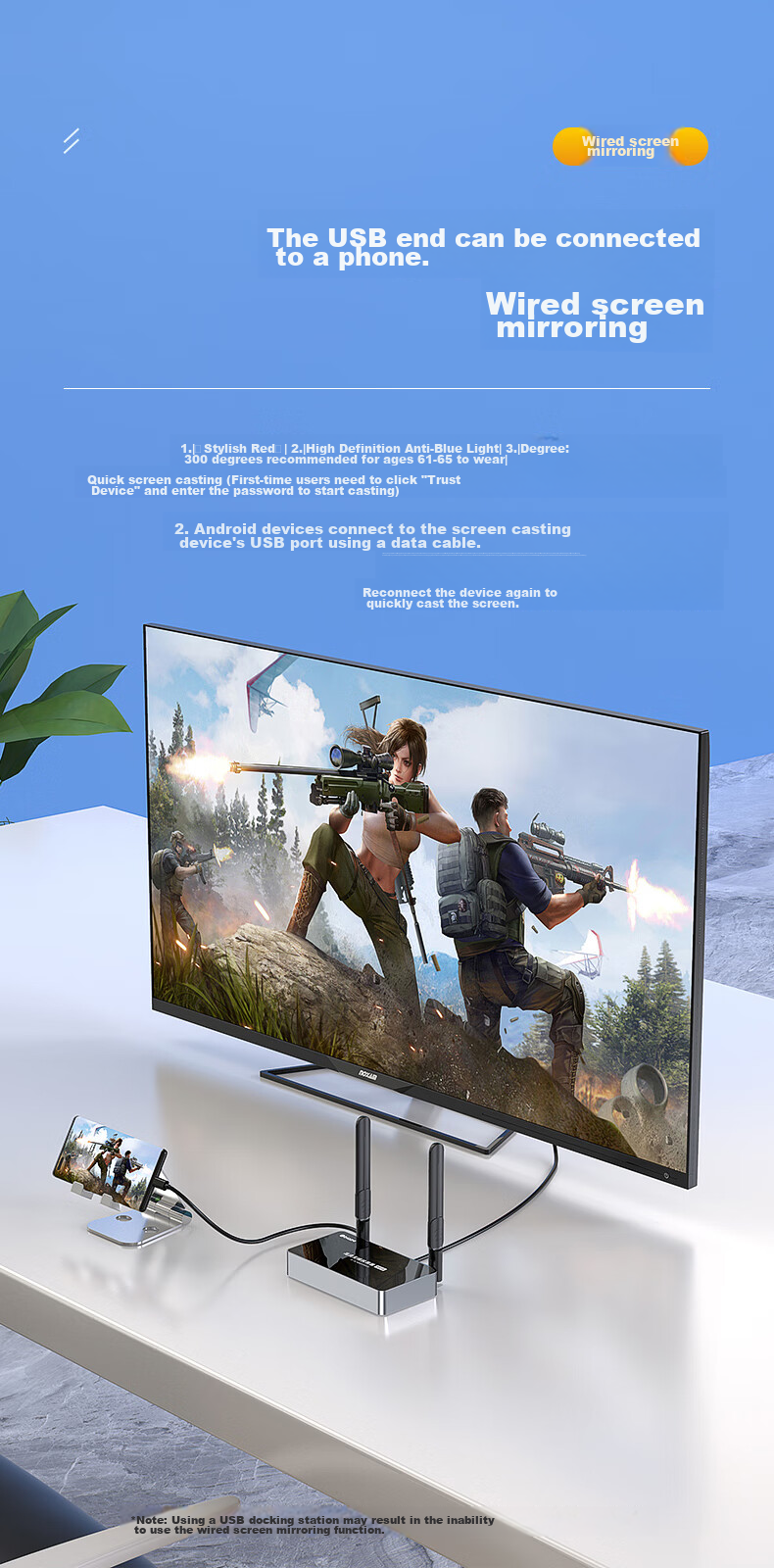 BIAZE HDMI Wireless Screen Mirroring Device, USB/Type-C Transmitter, Conference Screen Sharing Tool, Compatible with Smartphones, Laptops, for Connecting to TVs, Monitors, Projectors, Point-To Distance of 50 Meters 27