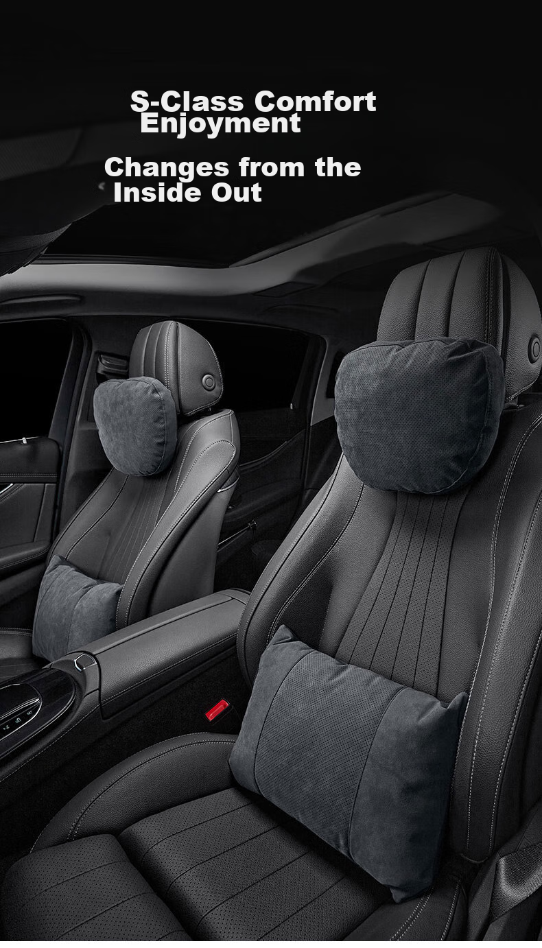 Shenchuang Car S-Class Maybach-Style Headrest And Lumbar Support, Neck Pillow for Car Use, Cushion Backrest, Suitable for Mercedes-Benz And Tesla, Universal Model 1