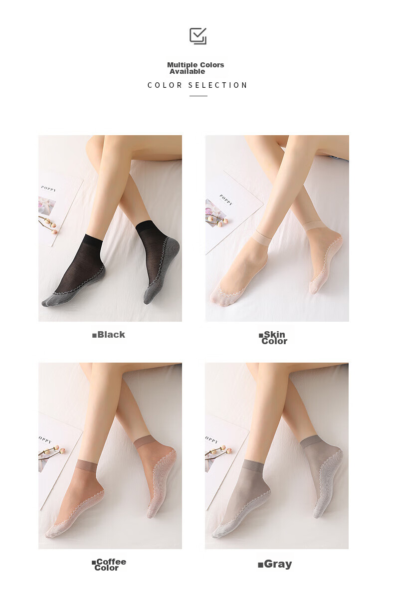 LangSha Women's Thigh-High Stockings, Spring And Summer, Non-Slip Sole, Sweat-Absorbing, Ultra-Thin, Anti-Snagging, Wear-Resistant, 7A Antibacterial, Nude And Transparent Mid-Calf Socks 12