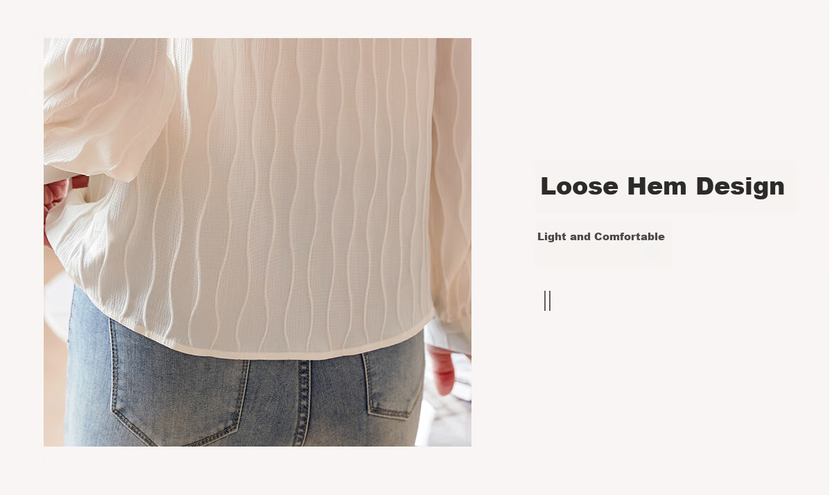 Chushen Spring And Autumn Long-Sleeve Blouse for Women, Fashionable Design with Small Stand-Up Collar, Chiffon Blouse S141C2876 Beige L 7