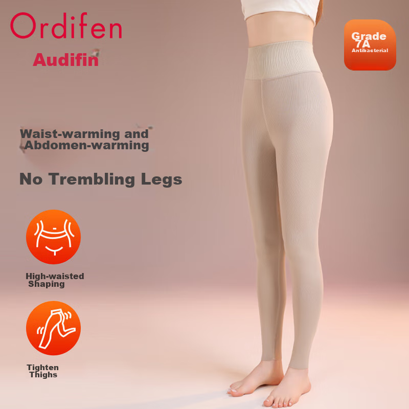 Ordifen [Warm And Antibacterial] Thermal Underwear for Women, Autumn And Winter High-Waist Tummy Control Seamless Tight Pants, Anti-Pilling Skin Color, Size L