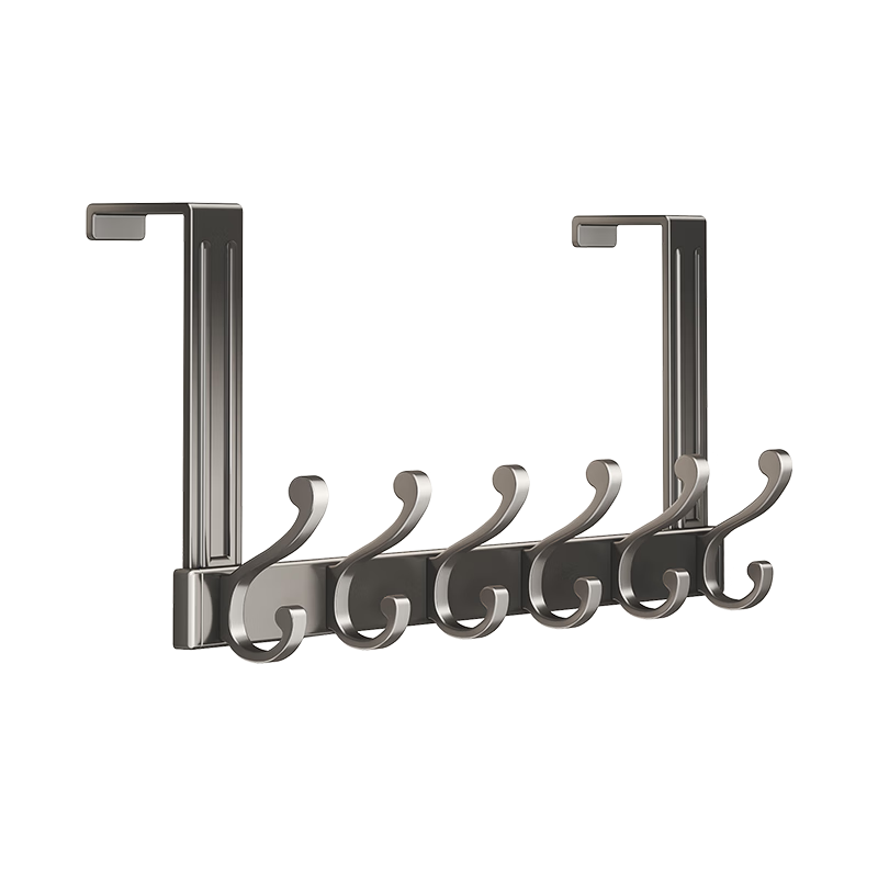 Yweel Yweel Door-Back Hook Coat Rack, No Drilling Required, Bathroom-Specific, Baked Paint Process, Carbon Steel Door-Back Storage Shelf, Hook Organizer, Space Aluminum Door Back