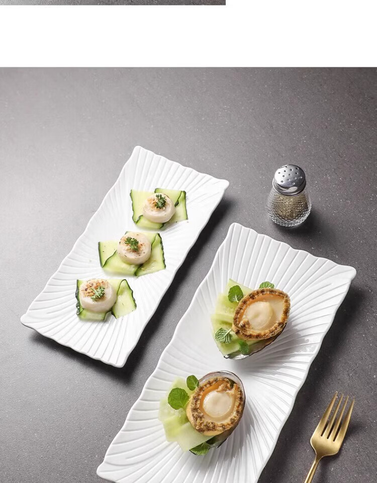 Canjiangjun Ceramic Sushi Plate, Underglaze Color, Simple And Elegant Long Rectangular Plate, Dessert Plate, Western Dinner Plate 3