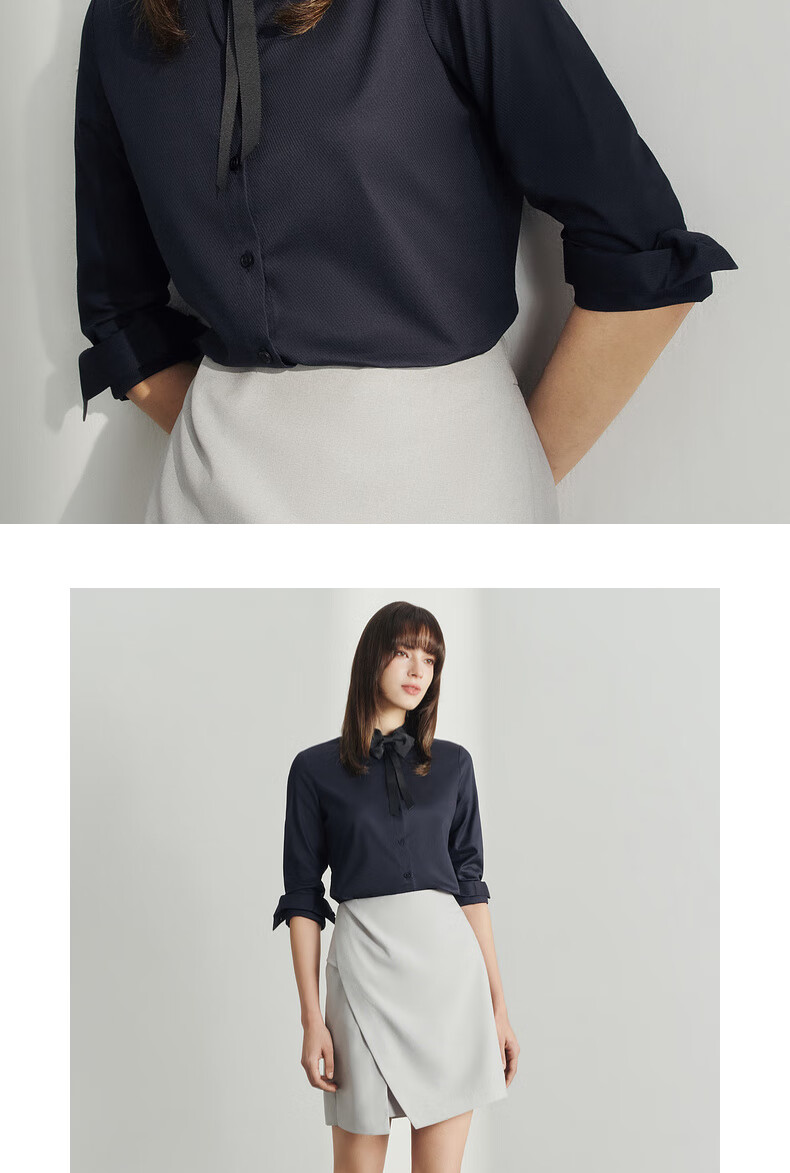 G2000 Mall-Matching Detachable Bow Tie Top Long-Sleeve Shirt 41223023G2, White, Size 34 15