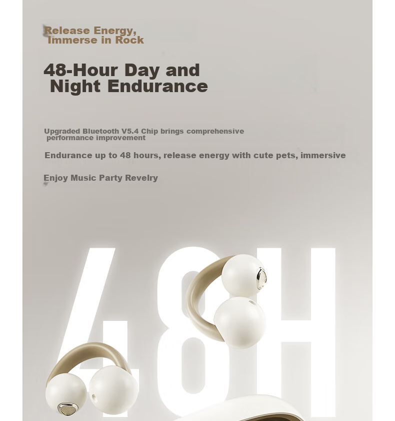 IKF PetClip True Wireless Bluetooth Headphones, Open-Ear Clip-On Bone Conduction Wireless Earphones, HiFi Sound Quality, Long Battery Life, Suitable for Sports And Students, Compatible with Phones, Khaki 20