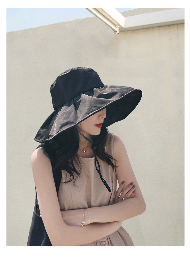 XUEXIMAN UV Black Gel Sun Protection Hat for Women, Summer Face-Covering Sunhat, Wide Brim Fishing Hat for Cycling 7