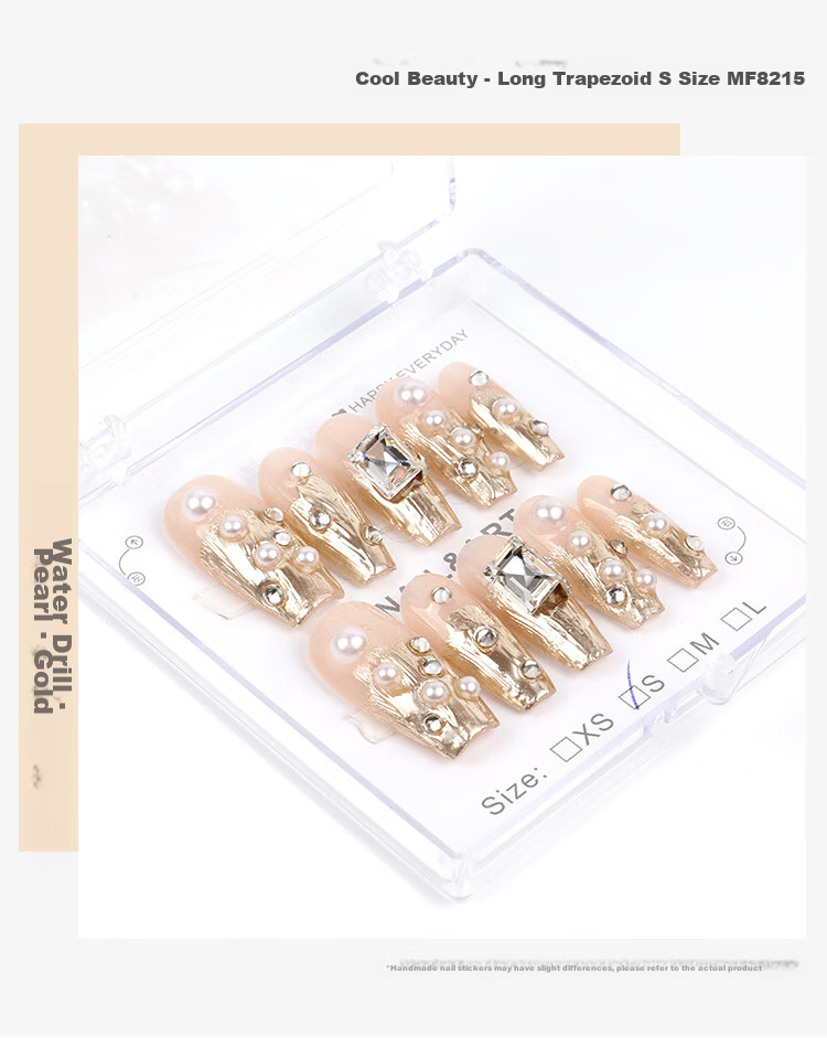Meifuyu Nail Stickers, Handmade Wearable Nails (Yue Xiaoshan Tea Flower S Size), Long Nail Tips, Gift for Girlfriend, MF8213 28