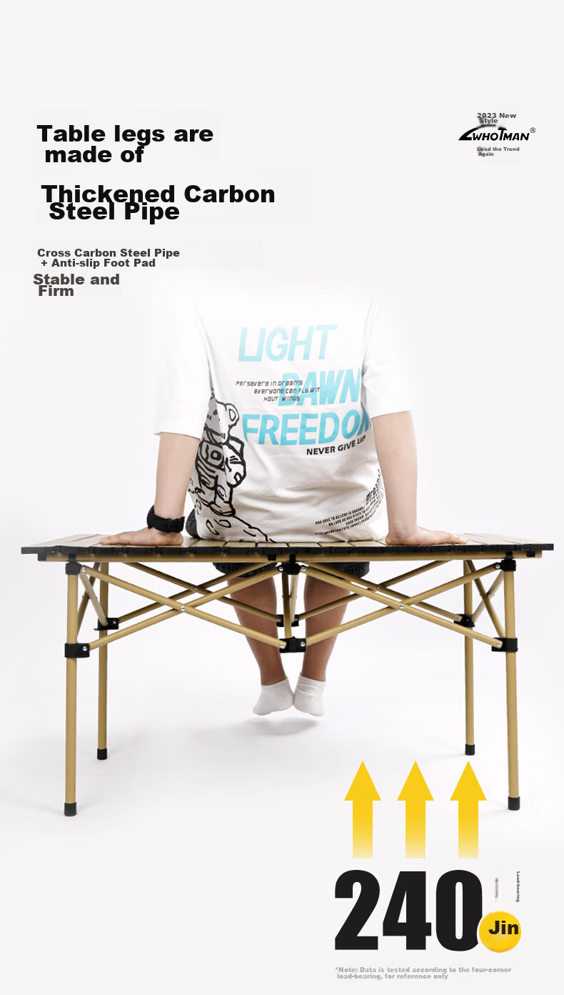 Woteman Outdoor Folding Table And Chair Set, Egg Roll Table, Long Table, Lightweight Portable, for Street Vending, 5-Piece Set, Tea Brewing around The Fire 3