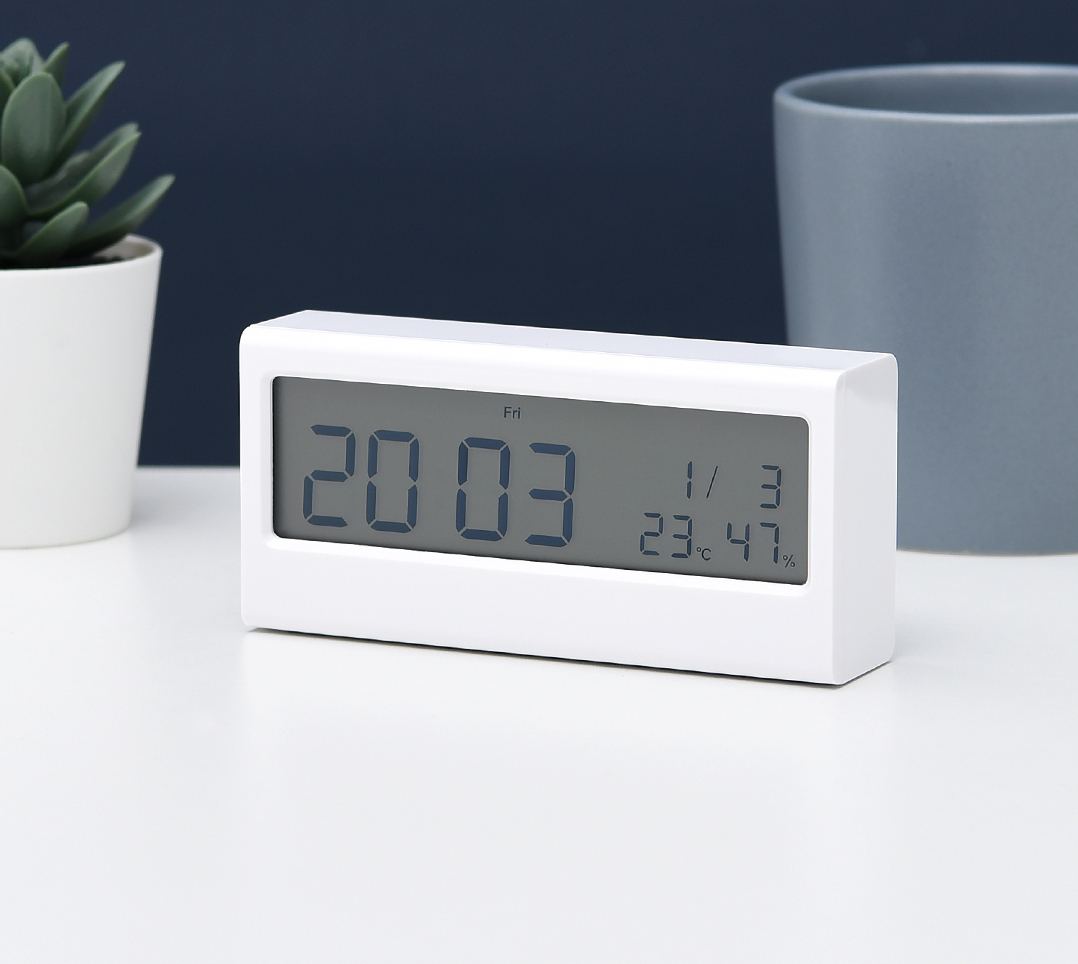KACO Smart Electronic Alarm Clock with Creative Design for Children And Students, Large Backlit Screen, Digital Temperature And Humidity Display, Multifunctional White K1422 2