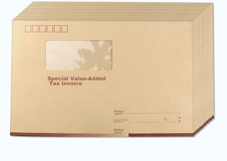 LISON Invoice Version Kraft Paper Invoice Window Envelope, 250*158mm, 20 Pieces/pack, Thick Kraft Paper, Office Supplies Invoice Document Folder 5