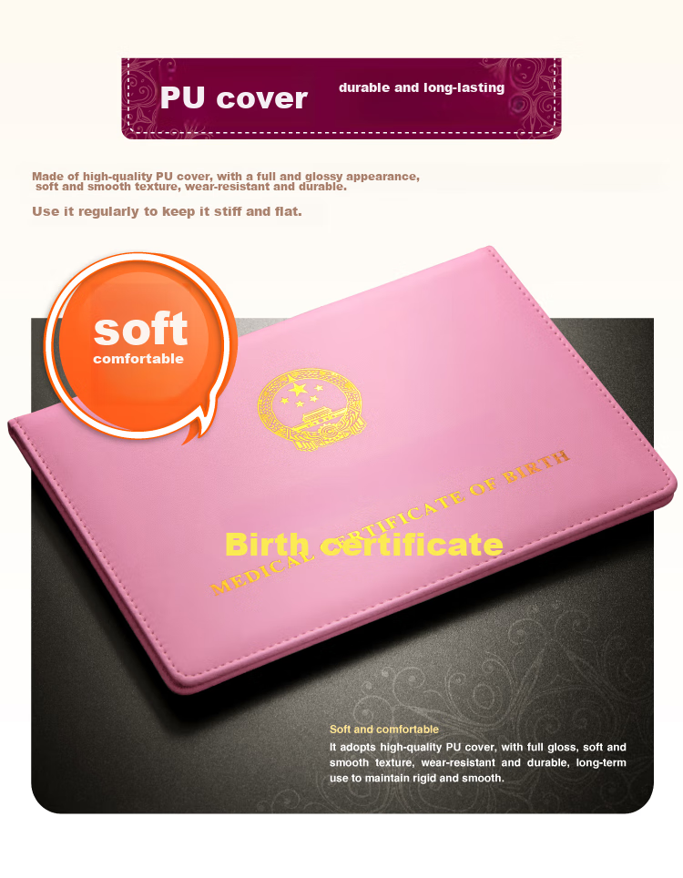 DSB Birth Certificate Protective Cover + Vaccination Record Book Cover, Baby Medical Document Outer Case (Set of 2), Thickened, Gold Color 2