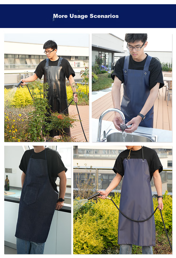 Shengu White Waterproof Apron for Factory Use, Canteen Waterproof Bib, Kitchen Oil-Proof Long Waist Apron [Jingpei] White PVC Apron + Sleeve Covers 5