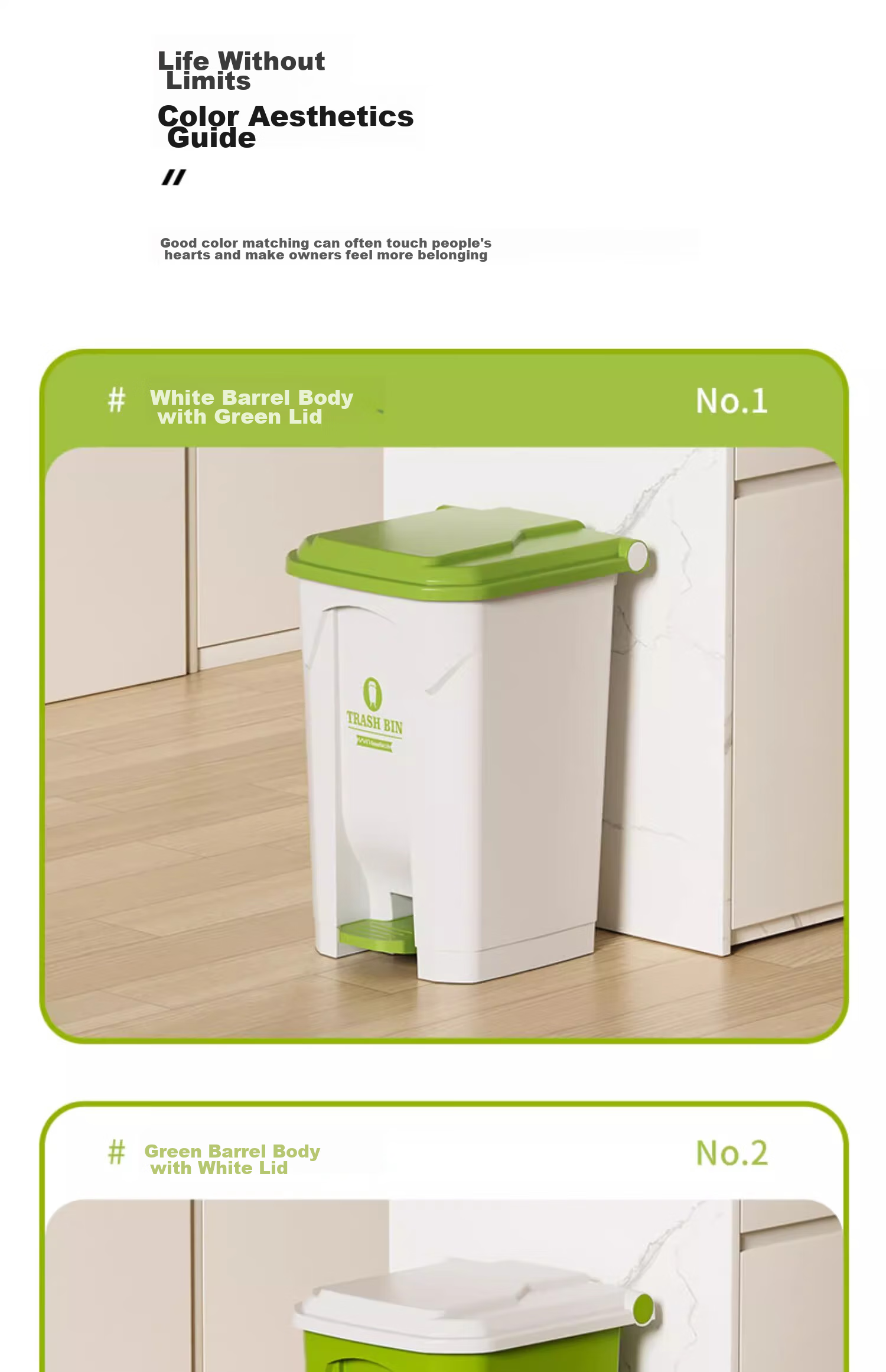 OLPAU Pedal Trash Can, 50L Square White Bin with Gray Lid, for Home Kitchen Restaurant Commercial Hotel Use, Large Capacity with Cover 6