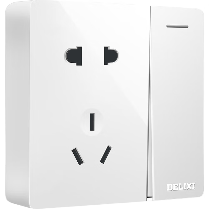 DELIXI Surface-Mounted Switch Socket Panel, 158 Series, Single-Pole Single-Controlled Switch with 10A Five-Hole Socket