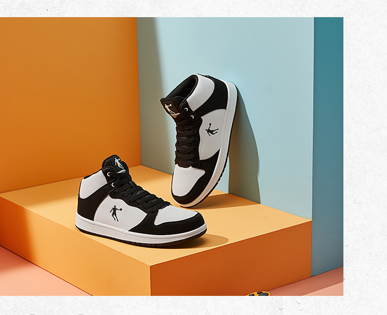 QIAODAN Men's Sneakers, Leather Upper, Air Force One Style, High-Top Skateboard Shoes, Casual Shoes 19