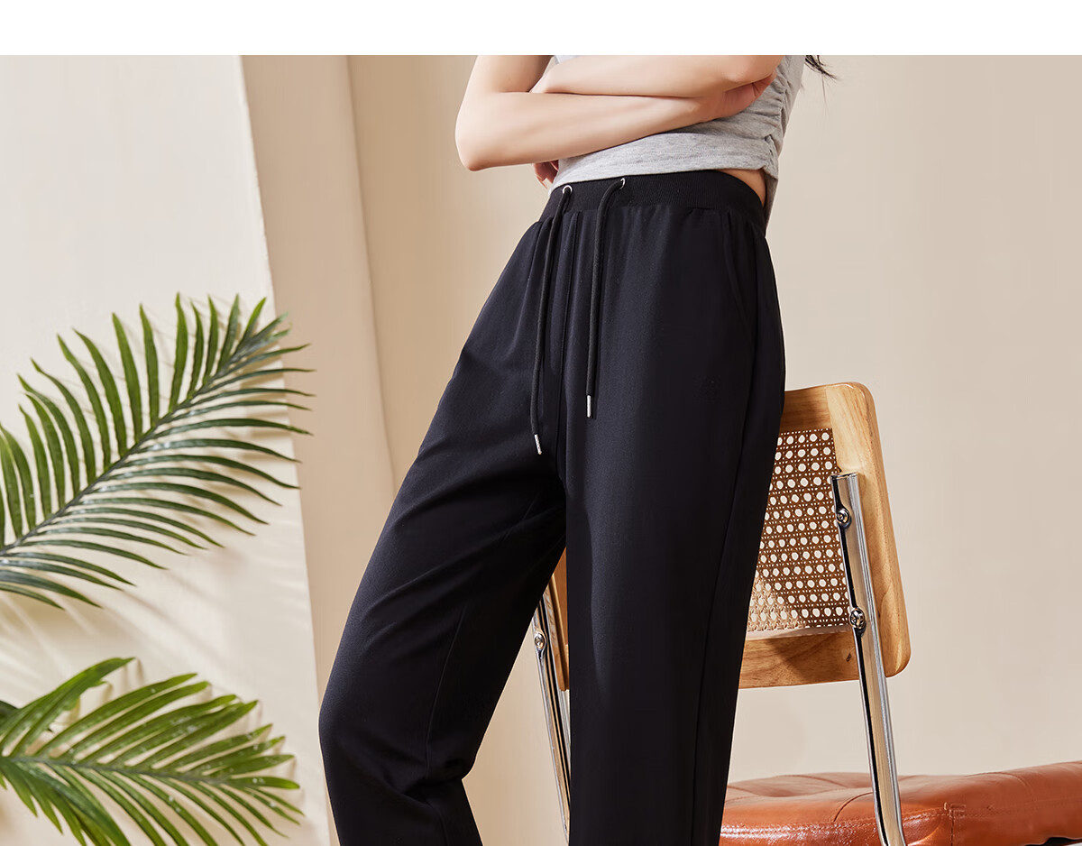 Chushen Women's Casual Pants, Student Sweatpants, Solid Color High-Waist Straight-Leg Trousers, Simple Sweatpants, Long Pants S13KR1034 14