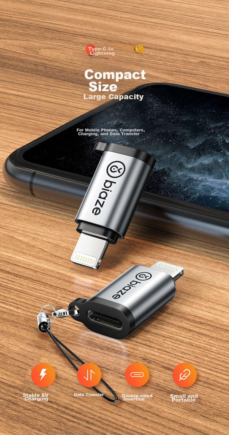 BIAZE Lightning to Type-C Adapter Converter Cable for Android And Apple, Charging And Data Transfer Converter Head Compatible with IPhone14/13Pro/Max/12/11/X/8Plus 2