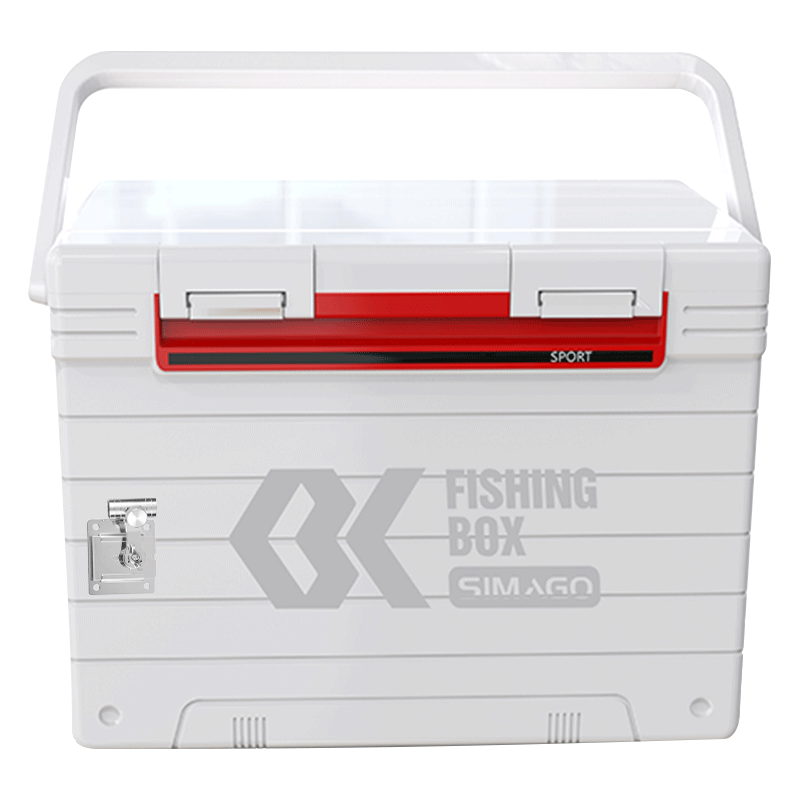 SIMAGO Fishing Tackle Box, Ultra-Lightweight Portable, 28L Capacity, Competition Flat Lid, Lightweight Multifunctional, Seatable, White Competition High-End Model