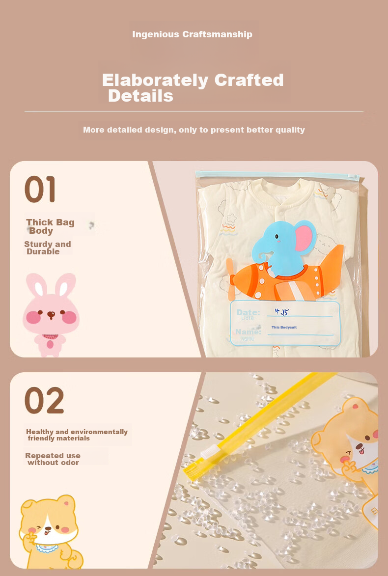 Bahainiao Travel Storage Bags, 50 Pieces, Maternity Bag Essentials, Kindergarten Portioning Bags, Baby Clothes Travel Sealed Bags 10