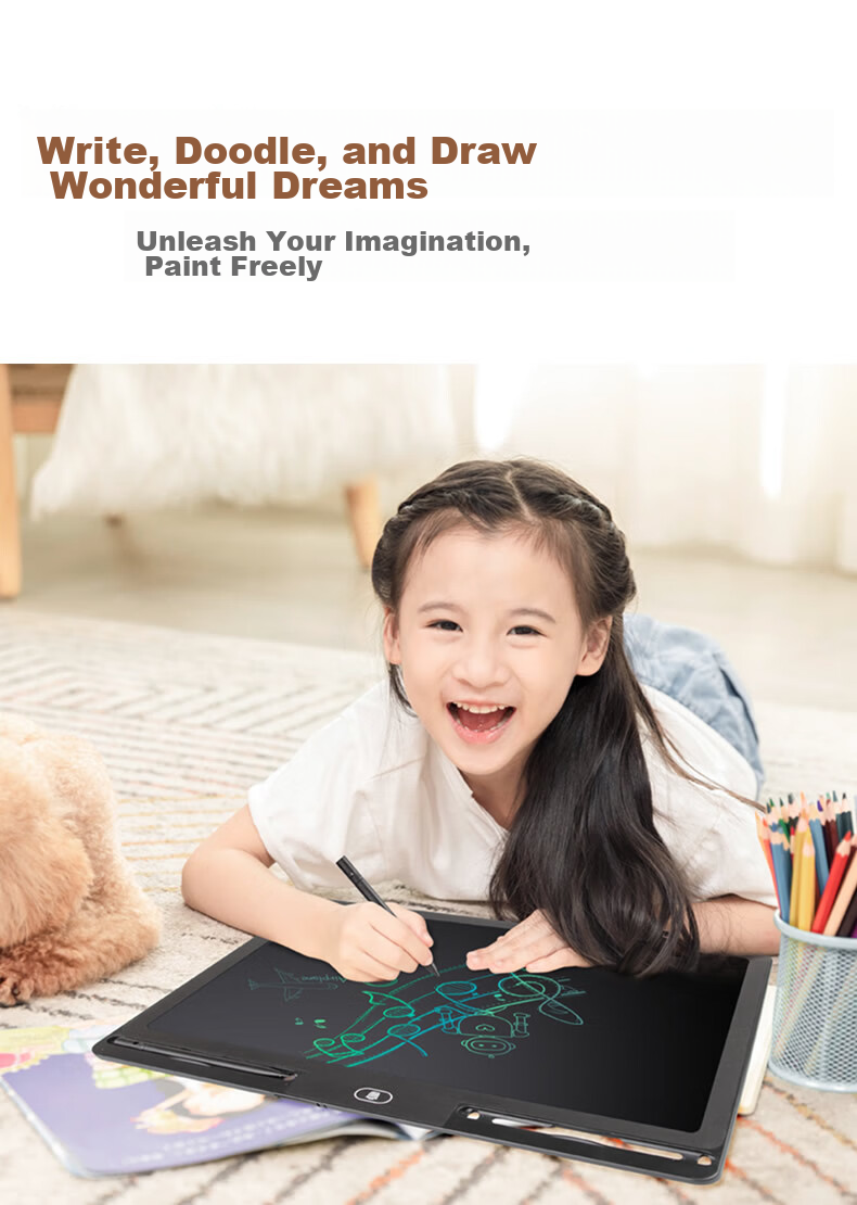 Newsmy 28-Inch Colorful Rechargeable High-Brightness LCD Large Screen Electronic Whiteboard Writing Pad Children's Drawing Board Office Writing And Drawing Tablet for Boys And Girls, Children's Day Birthday Gift Black 4