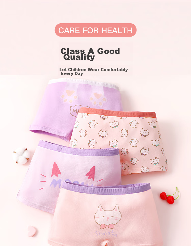 LangSha Girls' Antibacterial Cotton Boyshort Underwear, No Wedgie, for Toddlers And Young Girls, Size 120 3