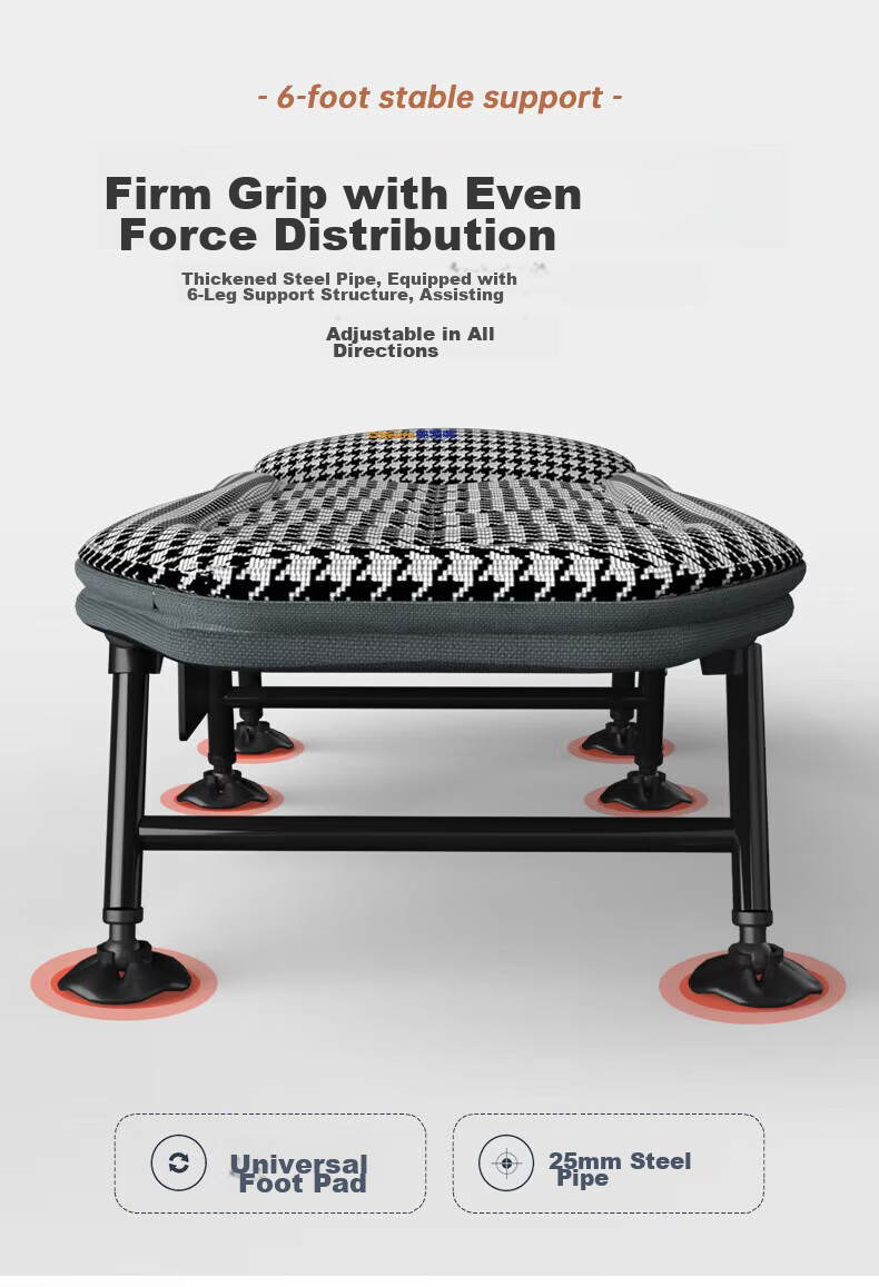 OKeefe Folding Bed, Lounge Chair, Office Nap Bed, Portable Multifunctional Single Bed, Camp Bed, Siesta Bed, Houndstooth Patter 10