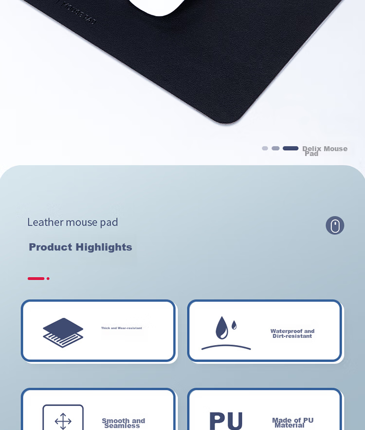 Deli 250*200mm Wear-Resistant PU Leather Mouse Pad, Suitable for Office And Gaming, Office Supplies, Black 83009 4