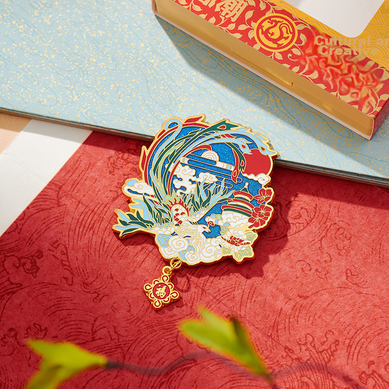 Ouliwen High-End Enamel Craft Refrigerator Magnet, Decorative Sticker, Creative Personalized Computer Display Board, Trendy Graduation Season Gift, Chinese-Style Auspicious Beast Phoenix Desig