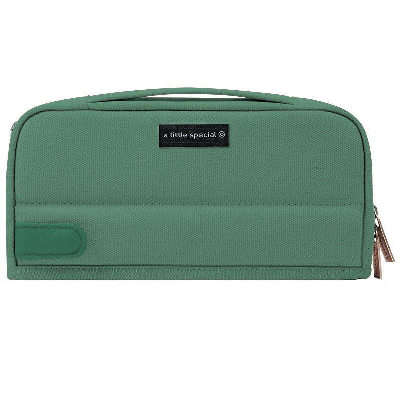 KOKUYO Yimi Xin Chun Series, Large Capacity High Aesthetic Pencil Case for Middle School Students, Multifunctional Stationery Box with Handle, Canvas Bag, Green, 1 Piece, WSG-PCS133NG