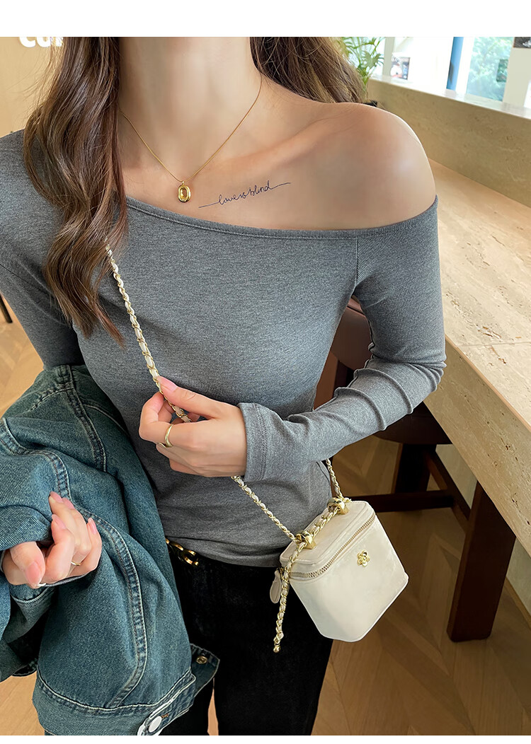 TUCANO Ribbed Base Layer Women's Raglan Slim-Fit Inner Wear, Pure Desire Long-Sleeve T-Shirt, Exposed Shoulder Hot Girl Top, Black, S 8