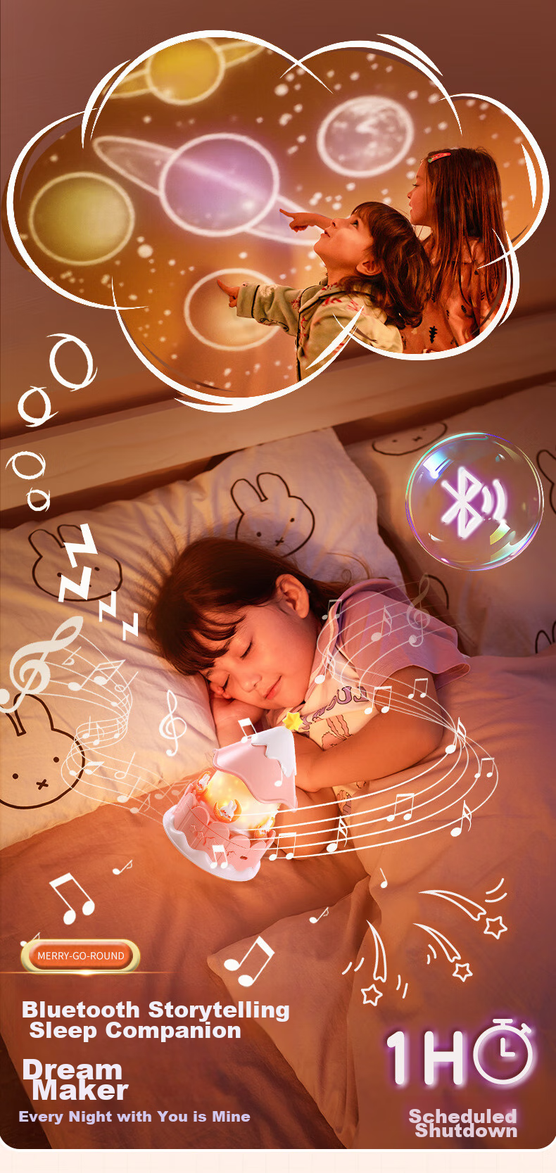 Mixiaoshu Starry Sky Projection Lamp Children's Toy Gift for Girls And Boys Aged 7-14 Birthday Present Music Box with Sound 17