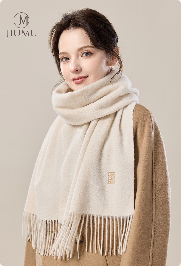 JIUMU Pure Wool Scarf for Women, Autumn And Winter Neck Warmer, Ladies' Warm Shawl, Red, Zodiac Year, Birthday Gift Box Set 1