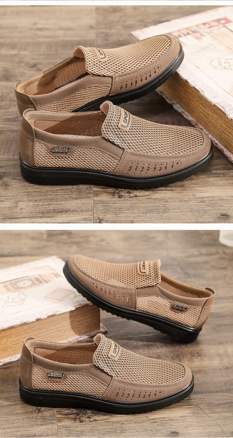 Ankang Summer Mesh Shoes Breathable Men's Slip-On Soft-Soled Old Beijing Cloth Shoes Dad Shoes AK11129 Black 38 9