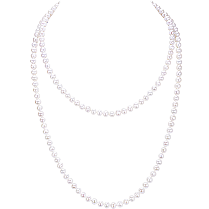 Daimi Seedless Near-Round 8.3-9.3mm 120cm Freshwater Pearl Necklace Sweater Chain Mother's Day Gift for Mom And Mother-I
