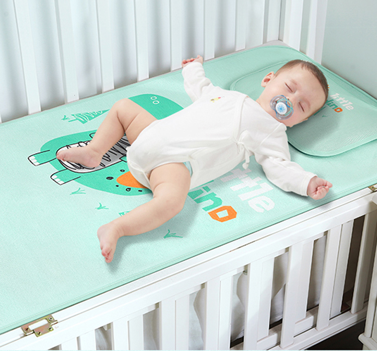 9I9 Baby Pillow, Summer Children's Buckwheat Hull Pillow, Ice Silk Baby Crib Pillow Cover, Removable And Washable, A54 Dinosaur 2