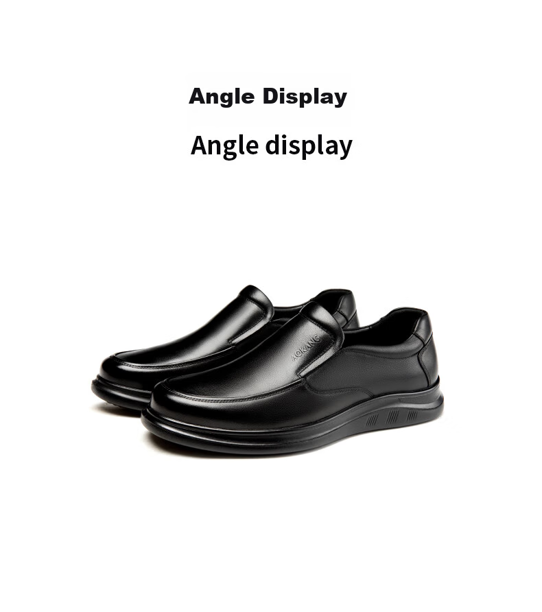 Aokang Business Casual Shoes for Men, Slip-On Cowhide Soft-Soled Comfortable Loafers, Black, Size 41 16