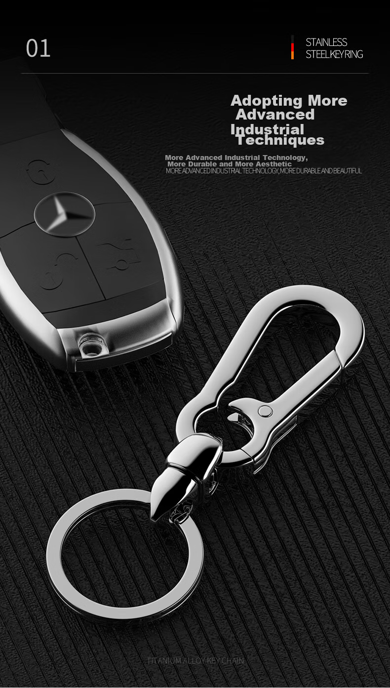 Laiben 304 Stainless Steel Universal Keychain, Men's Waist-Hanging Car Key Ring, High-Quality Key Fob, Creative Pendant 3