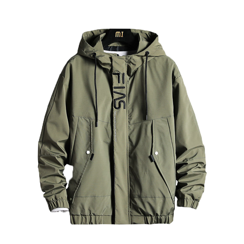 Touhaoqingnian Men's Fleece-Lined Thick Windbreaker Jacket for Autumn And Winter, Loose-Fitting Hooded Sports Coat, Green, 7XL
