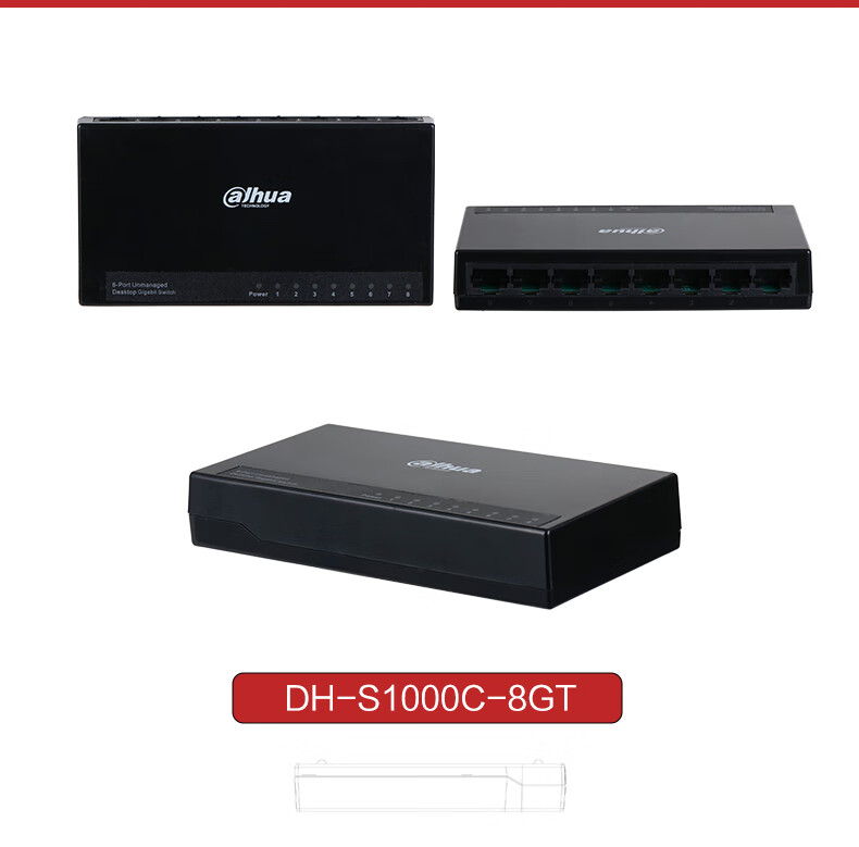 Dahua 8-Port Gigabit Switch, Enterprise-Grade Plug-And Simple Switch, Home Surveillance Small Network Splitter, Ethernet Plastic Case Network Cable Splitter 13
