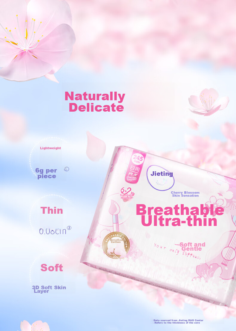 Jieting Cherry Blossom Sweet Sleep Extra Long Night Sanitary Napkins, 420mm, 20 Pieces, 3D Leak-Proof, Sold by JD, Menstrual Pads, Xiaomei Box 2