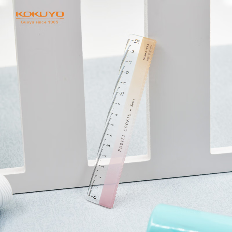 KOKUYO 15CM Wave Ruler, Transparent Graduated Ruler for Students And Office Use, High School Entrance Exam, Acrylic Ruler, Sunset Red Orange, WSG-CLV15RY
