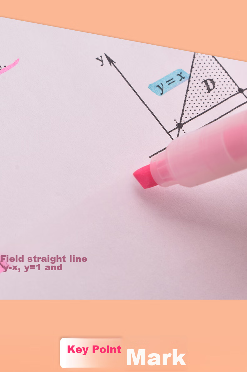 Snowhite Highlighter Set, 6 Colors, Axe-Shaped Tip, Light Pastel Color, Highlighting Pen, Journal And Drawing Marker, 6 Pens/pack, Six Ink Colors, PB-61 Bagged OPP 7