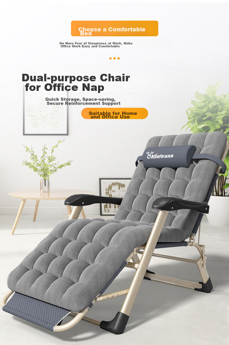 OKeefe Folding Bed, Lounge Chair, Single Bed, Office Nap Chair, Folding Chair, Hospital Companion Bed, Camp Bed, Integrated Seat Cushio 2